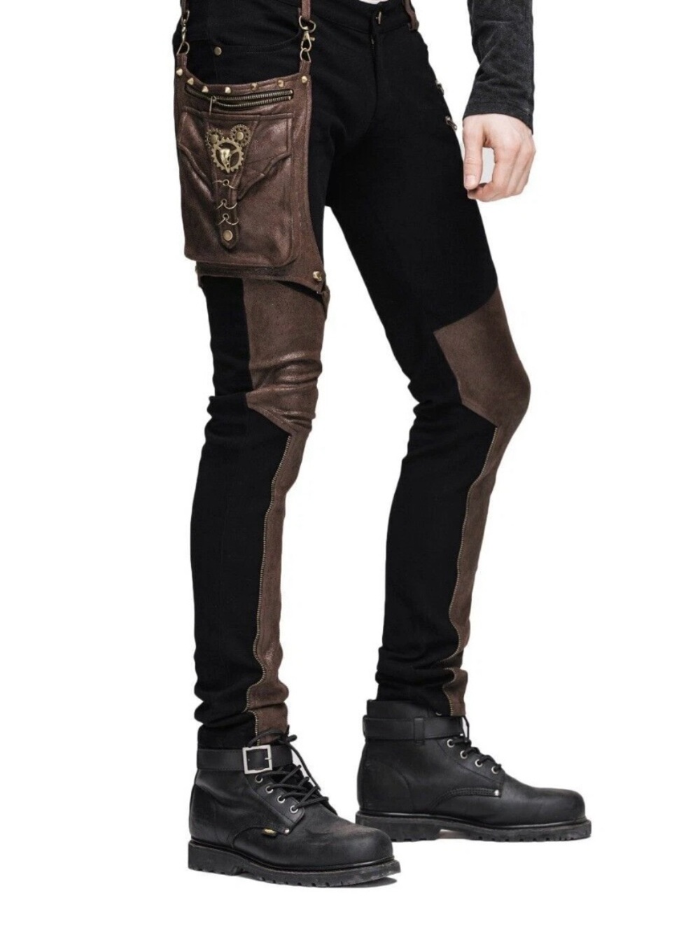 Devil Fashion Rock Men Pu Leather Pants punk Gothic Trousers Steampunk Casual L